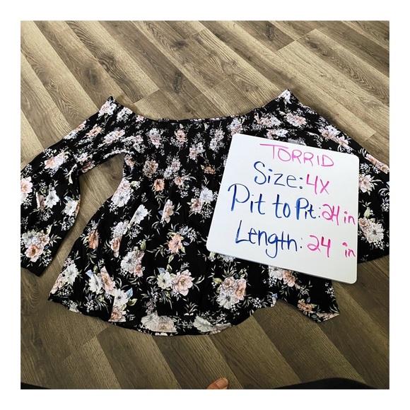 TORRID Black Floral Off The Shoulder Top - Picture 5 of 7